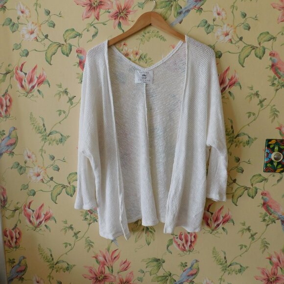 🦔🐾 Anthropologie St Barth Oversized Slouchy Breezy White Cardi🦔🐾 - Picture 2 of 15
